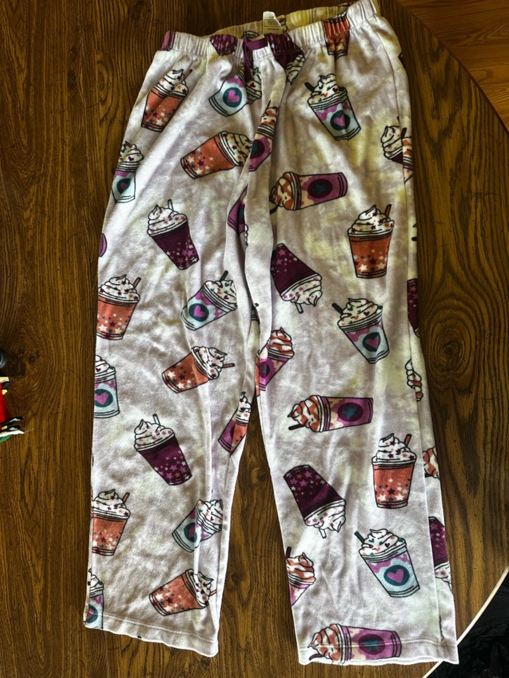 wonder nation White Pajama Pants with Pink, Purple and Teal Drink Print